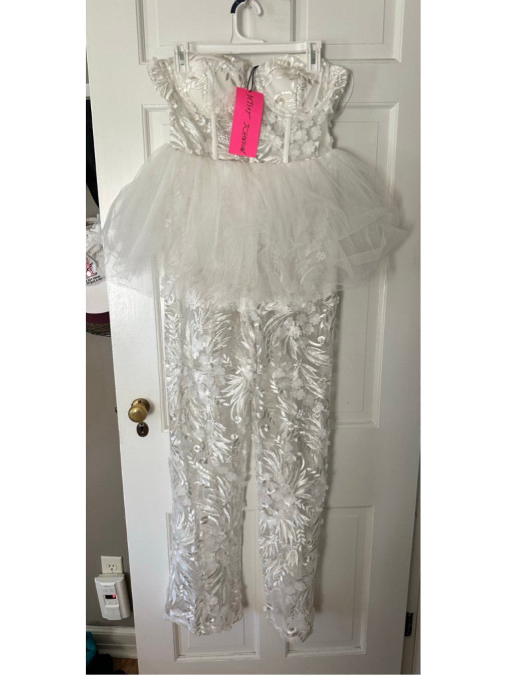 Betsey Johnson Pearl Embellished Jumpsuit Large